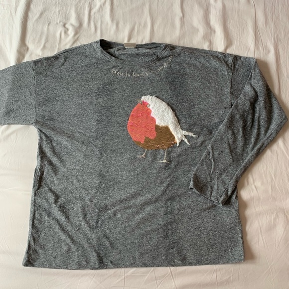 Zara Sequin Flip Bird Thin Sweater - Picture 1 of 8